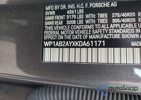 2019 Porsche Cayenne S из США, поврежденный, VIN WP1AB2AYXKDA61171